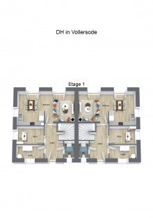 Floorplan letterhead   DH in Vollersode   Etage 1   3D Floor Plan !Reserviert! Neubau KFW 55 DHH