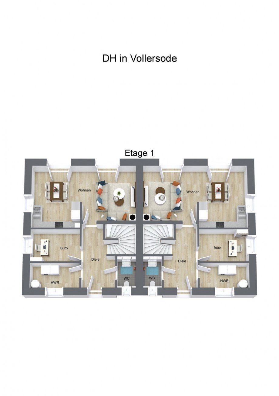 Floorplan letterhead DH in Vollersode Etage 1 3D Floor Plan Doppelhaush�lfte Vollersode