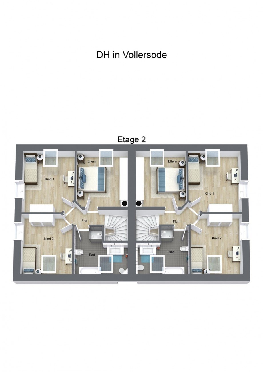 Floorplan letterhead DH in Vollersode Etage 2 3D Floor Plan Doppelhaush�lfte Vollersode
